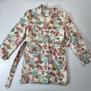 Women’s Size Medium Point Zero Nicole Benisti Floral Belted Spring Blazer Jacket